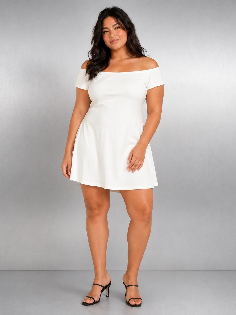 H&M Off-Shoulder Mini Dress in Cream